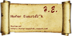 Hofer Euszták névjegykártya